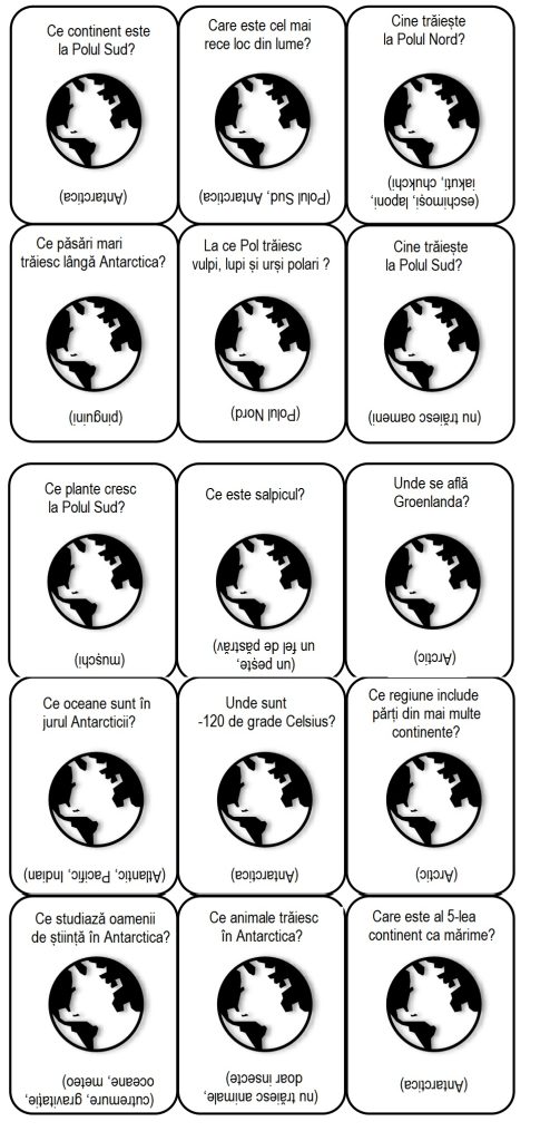 exercitiu cu intrebari despre continentul arctic si antarctic