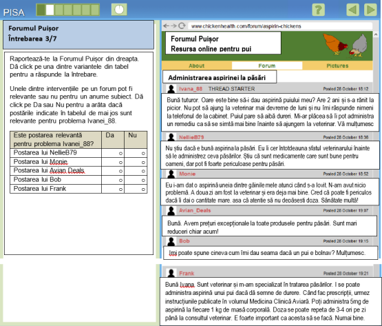 model intrebare test pisa lectura