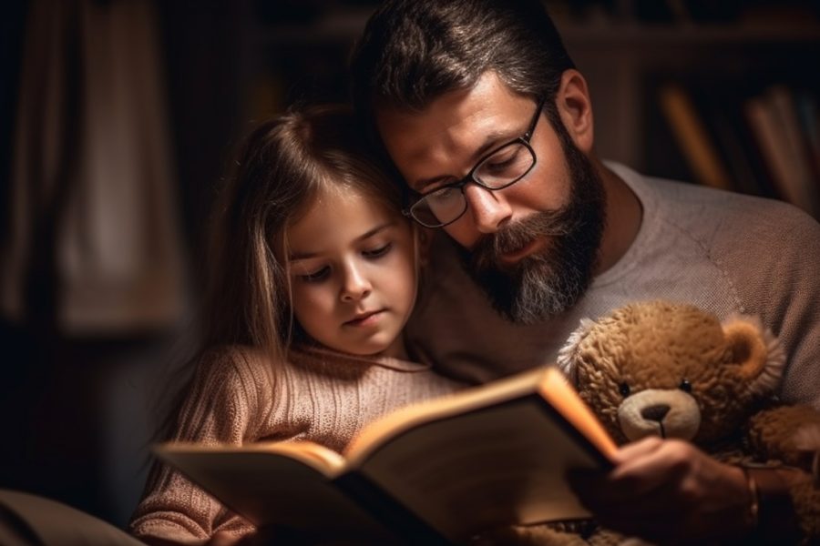 tata care citeste povesti cu fetita lui