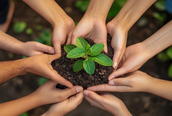 mai multe maini care tin o planta