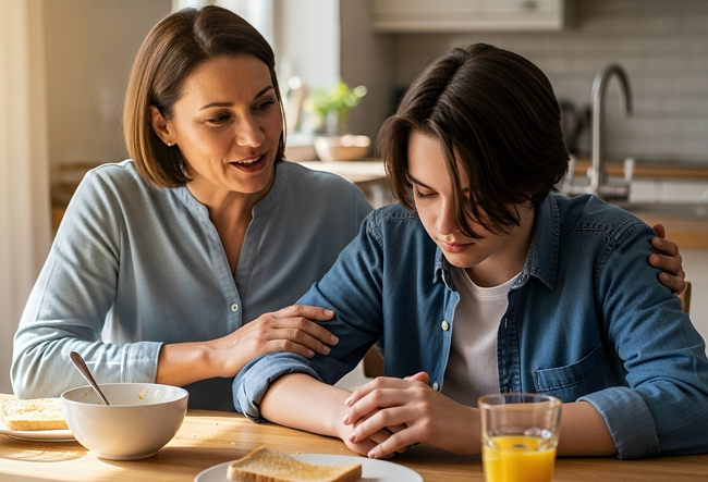 Mama care vorbeste deschis cu copilul ei