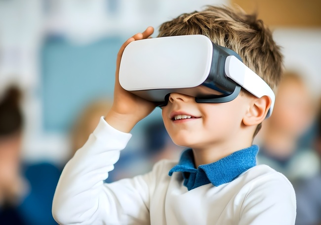 Baiat care experimenteaza realitatea virtuala