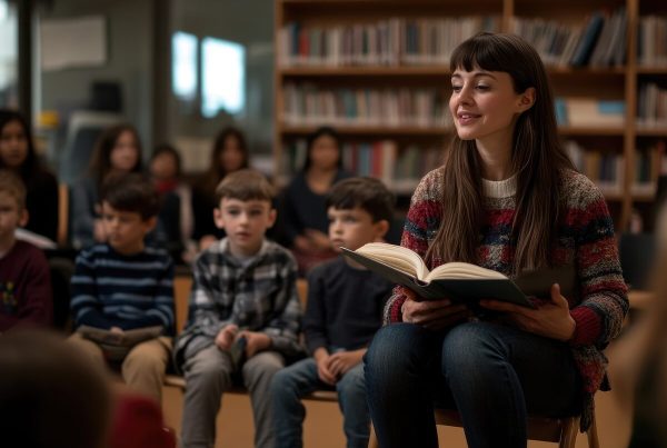 Profesoara care citeste elevilor