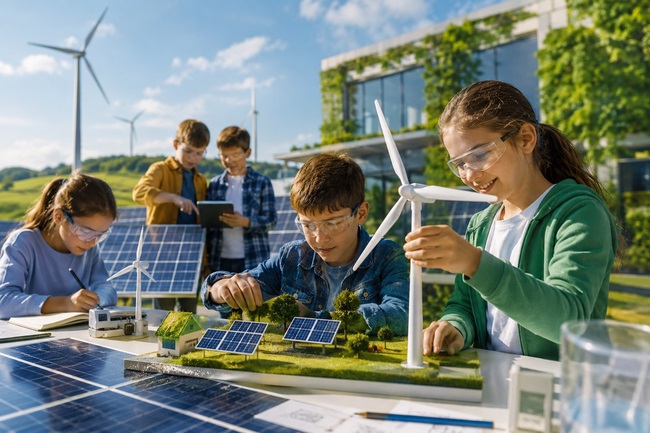 copii care folosesc energie regenerabila