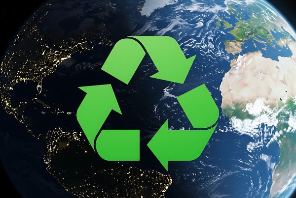 planeta pamant si semnul de reutilizare si reciclare